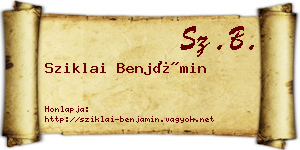 Sziklai Benjámin névjegykártya