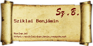Sziklai Benjámin névjegykártya