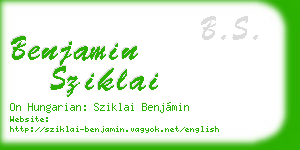 benjamin sziklai business card